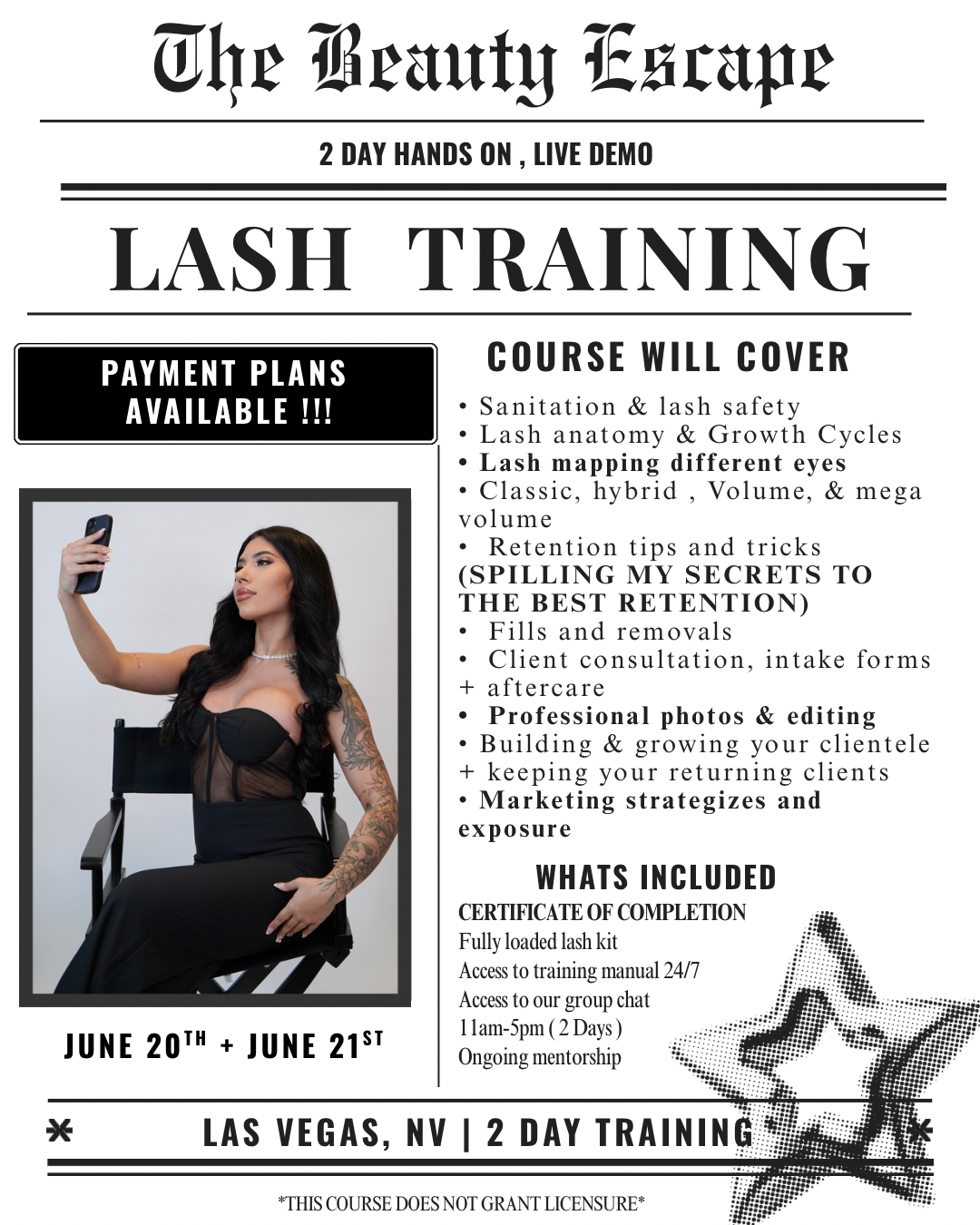 1:1 Lash training DEPOSIT ONLY
